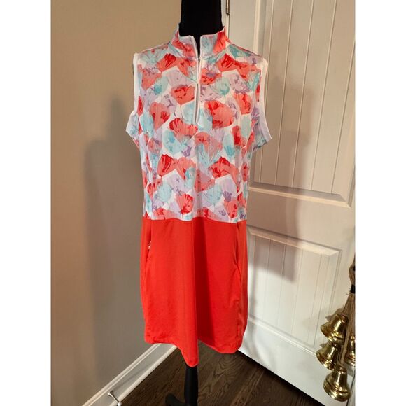 🌸 Pebble Beach Dry Luxe Golf Tennis Dress • Pink Floral • Size L ⛳🎾 - Picture 5 of 9